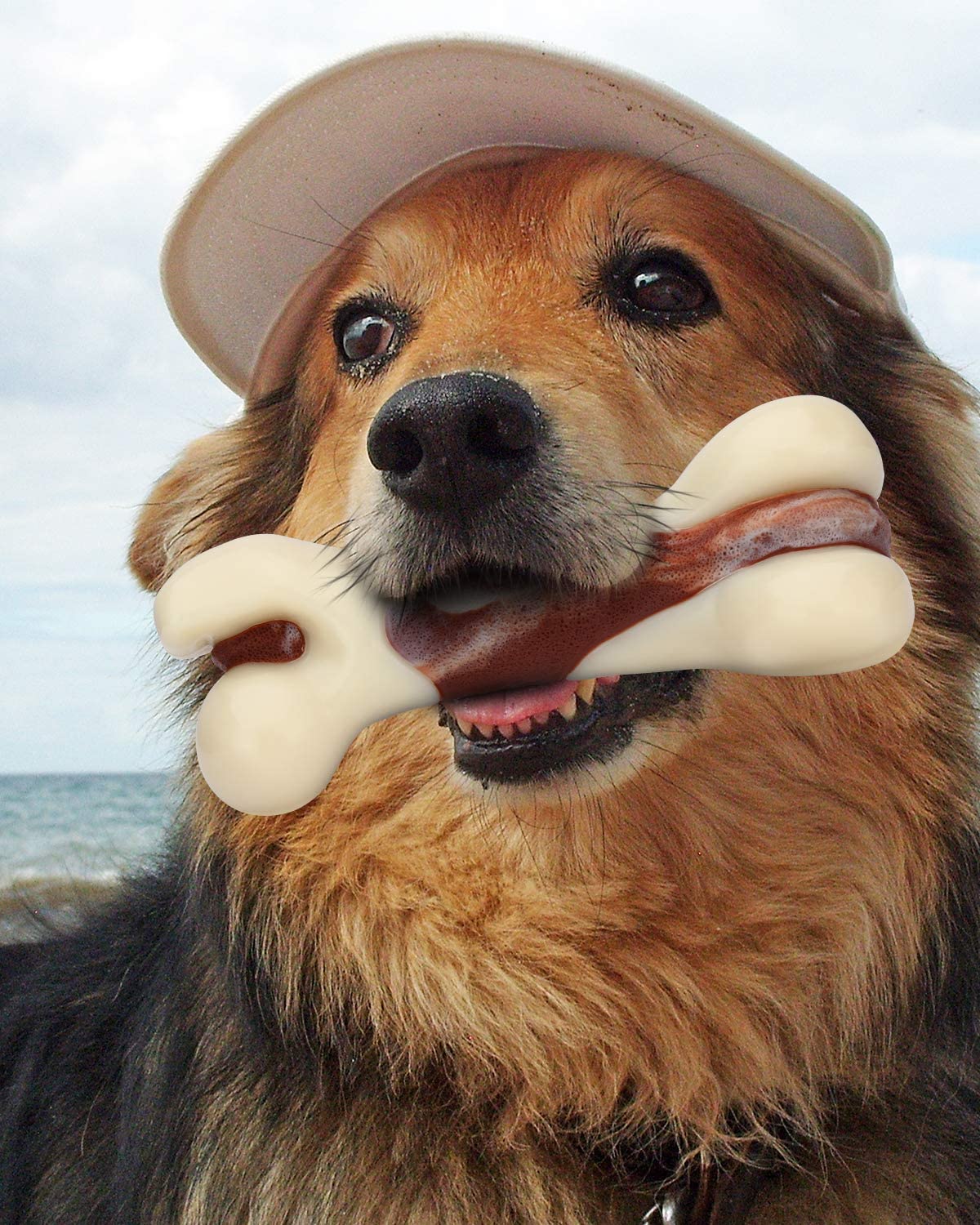 Indestructible Dog Chew Toys for Aggressive Chewers, Real Beef Flavor Durable Dog Teething Chew Toys Bones for Large/Medium/Small Puppies