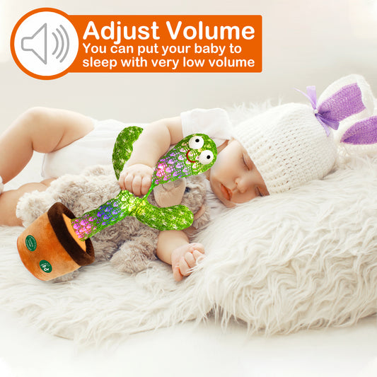 Pbooo [Update Volume Adjustable] Dancing Cactus Toy,Talking Repeat Singing Sunny Cactus Toy 120 Pcs Songs for Baby 16S Record Your Sound Volume Adjustment(3)