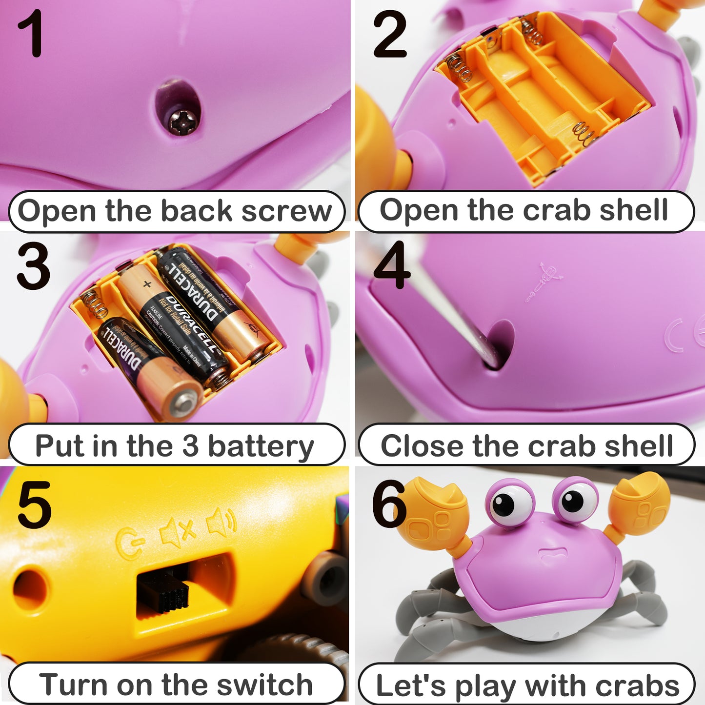 Crawling Crab Baby Toy, Advanced Infrared Crawling Crab Tummy Time Toy with Music, Infant Walking Dancing Crab Baby Toy, Boys Girls Toddler 6-12 12-18 Months Interactive Singing Birthday Gift (Purple)