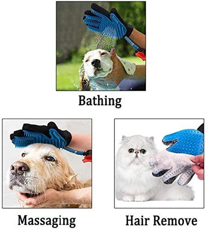 Dog Bathing Tool Pet Grooming Glove Pet Hair Remover Bathtub Dog Shower Attachment with Massaging Glove, 3 Faucet Adapters to 98.5 inches Garden Hose