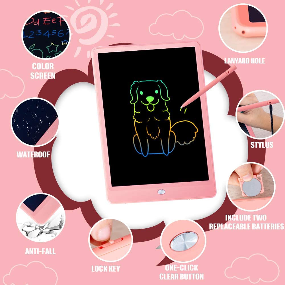 LCD Writing Tablet 10 Inch Kids Colorful Doodle Board Drawing, Educational and Learning Toy Gift for 2-6 Years Old Boy and Girls