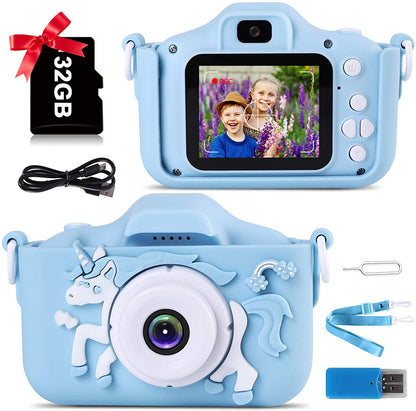 Kids Camera for Girls Boys,Kids Selfie Camera Toy 1080P HD Digital Video Camera for Toddler, Best Gifts for 3-12 Years Old Children with 32G SD Card