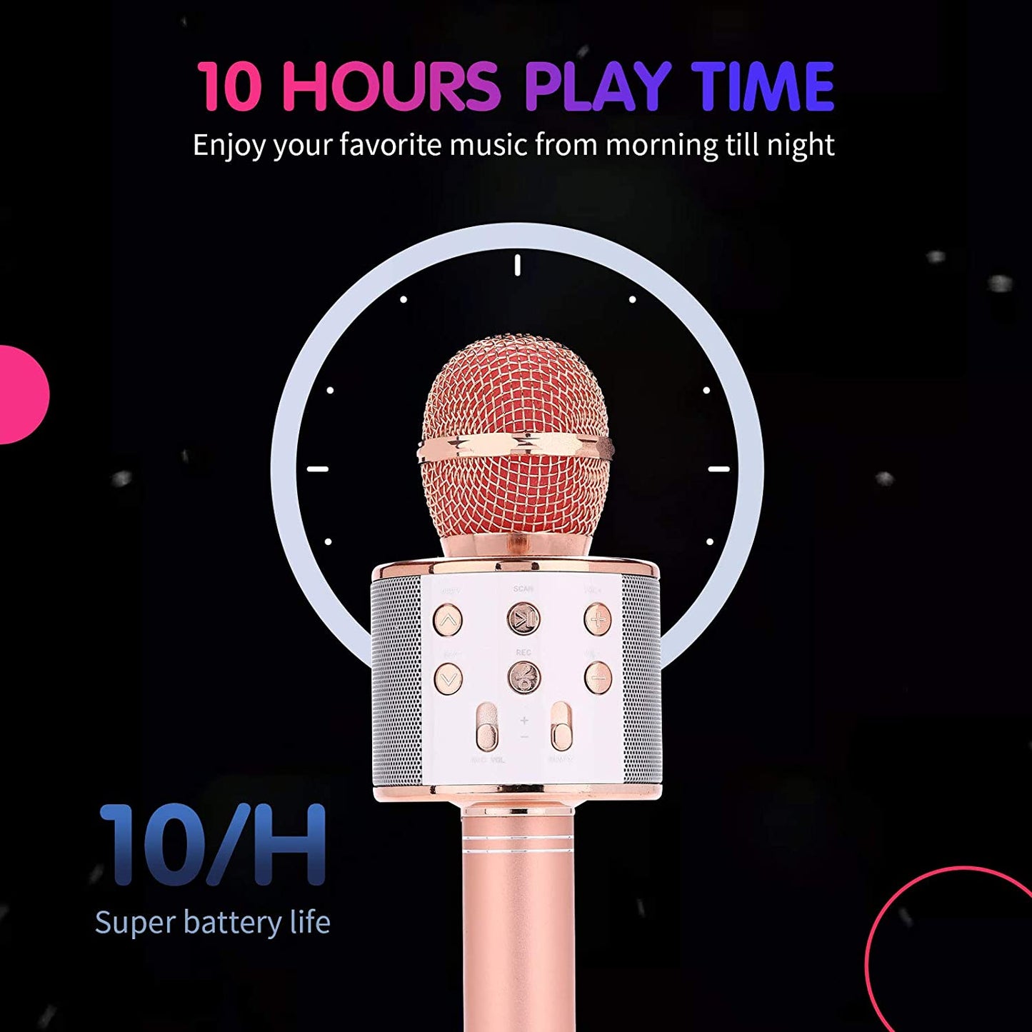 Wireless Bluetooth Karaoke Microphone, Portable Handheld Karaoke Machine Speaker with Controllable LED Lights for Birthday Home KTV Party/Kids Singing