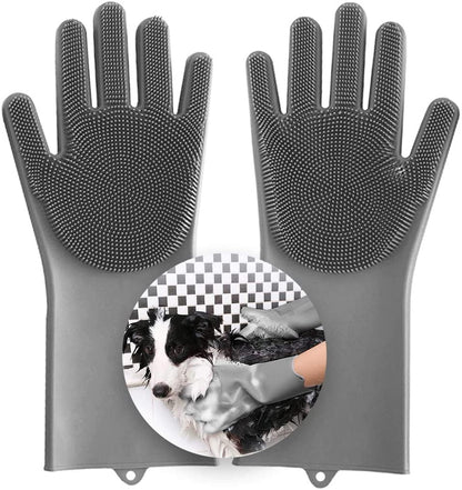 Magic Pet Grooming Gloves Dog Bathing Shampoo Brush, Heat Resistant Eco-Friendly Silicone Hair Removal Gloves with High Density Teeth for Cats, Dogs