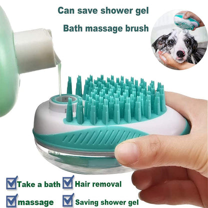 2 in 1 Pet Brush Bath Massage Brush,Shampoo Dispenser for Pet Grooming,Deshedding Soft Silicone Bristles Perfect for Washing,Massaging Hair,Remove Loose Fur