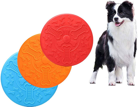 3 Pcs Flyer Dog Toy, Frisbee, Lightweight, Durable and Water Resistant, Great for Beach and Pool, 10 inch diameter, for Medium/Large Breeds