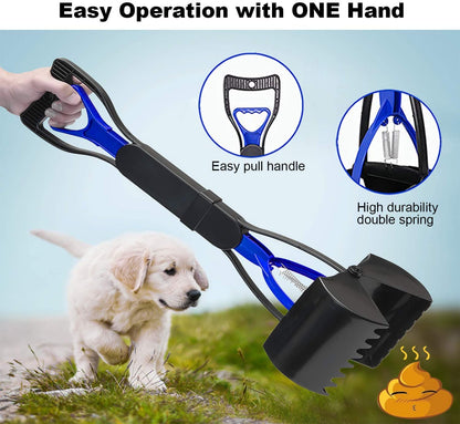 Long Handle Portable Pet Pooper Scooper for Dogs,Non-Breakable Pet Pooper Scooper with High Strength Durable Spring,Easy to Use for Lawns, Grass, etc