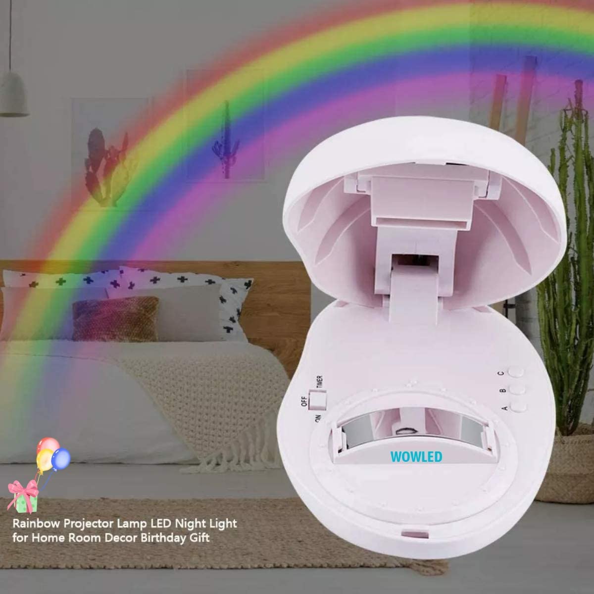 Neon Lights Rainbow Projector with 3 Modes Art Rainbow Light Portable Night Light, Indoor Wall Decor for Christmas Gifts, Kids Room, Living Room, Party Decoration