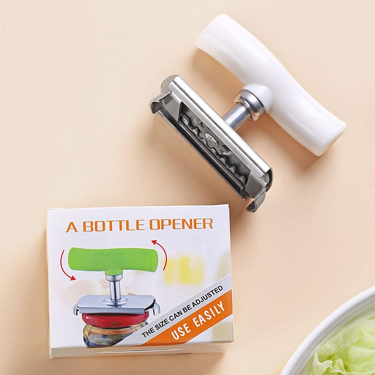 Jar Opener, Stainless Steel Multifunctional Adjustable Can Opener for 1.2-3.8inch Bottles and Jars with Lid, Non-slip Lid Opener Tool for Weak Hand and Seniors with Arthritis