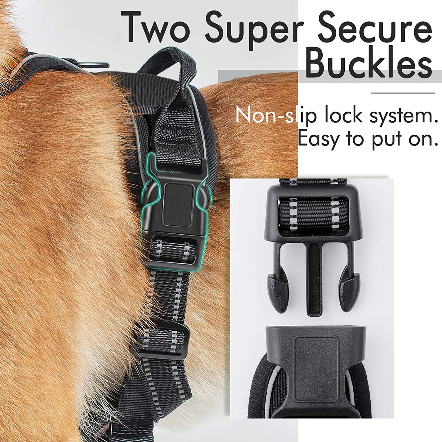 Dog Harness, No-Pull Pet Harness with 2 Leash Clips, Adjustable Soft Padded Dog Vest, Reflective No-Choke Pet Oxford Vest with Easy Control Handle for Large Dogs