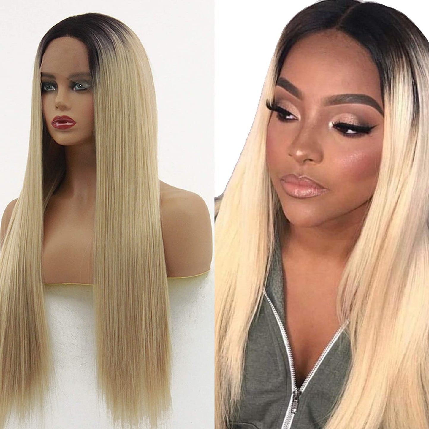 Blonde Hair Lace Front Wig, Long Straight Blonde Wig, for Women Heat Resistant, Synthetic Lace Front Wigs 27 inch